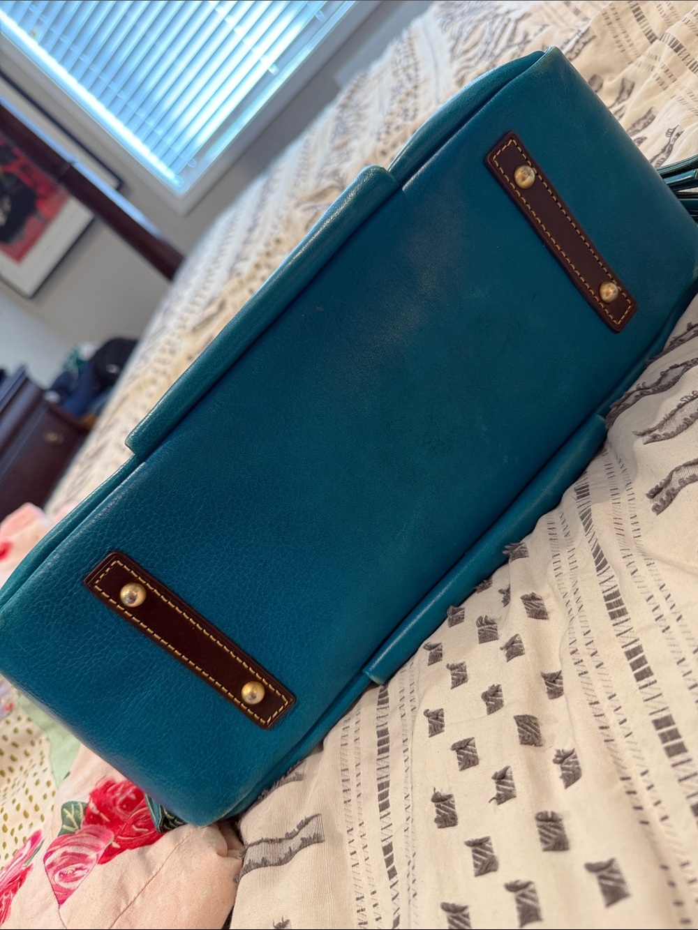 Dooney & Bourke Teal Leather Hobo Bag Teagan purse designer suede DB turquoise - Picture 7 of 11